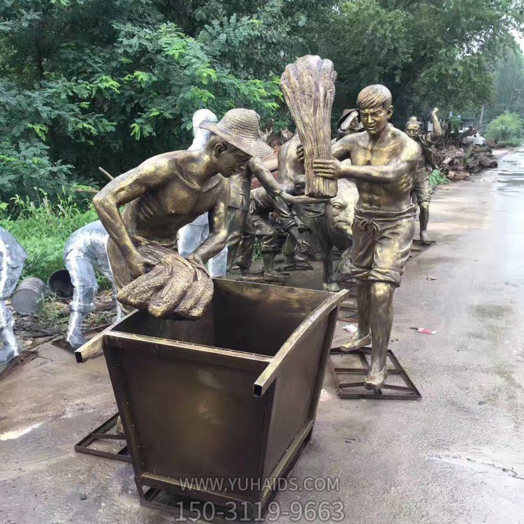 打麥子，民俗生活勞動(dòng)人物雕塑