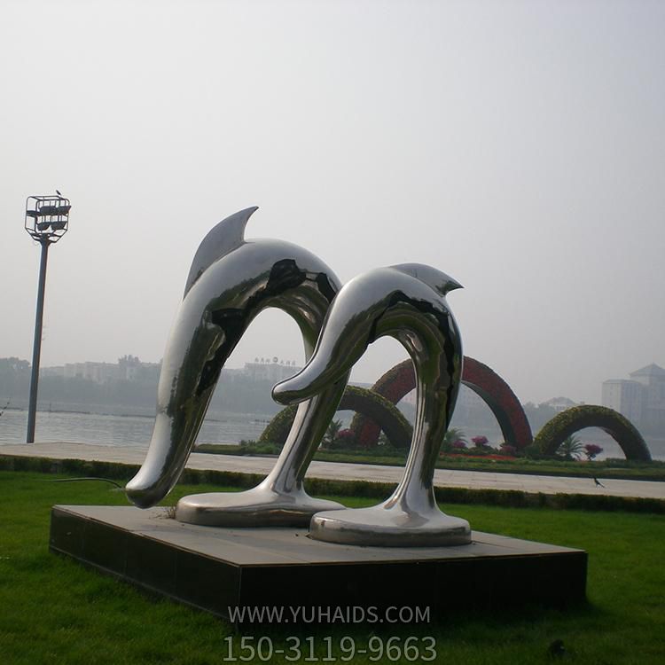 戶(hù)外公園抽象海洋動(dòng)物海豚雕塑