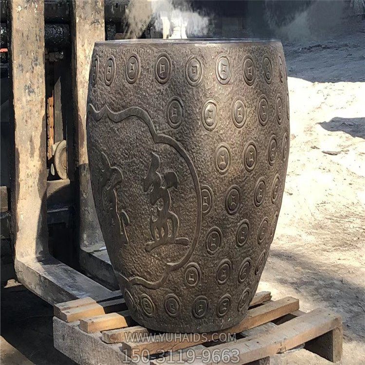 聚寶盆，仿古石雕，招財擺件雕塑