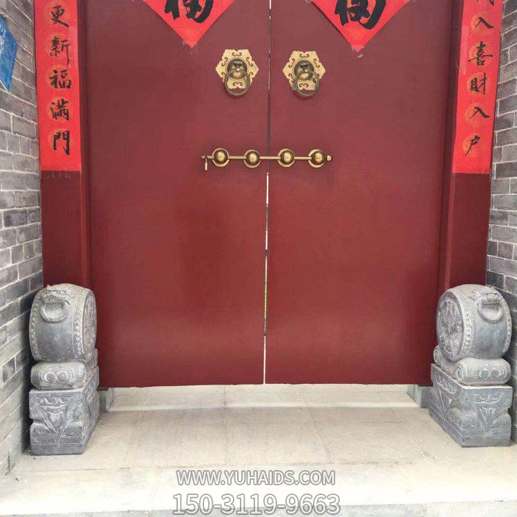 庭院門(mén)口青石石雕仿古做舊抱鼓石雕塑