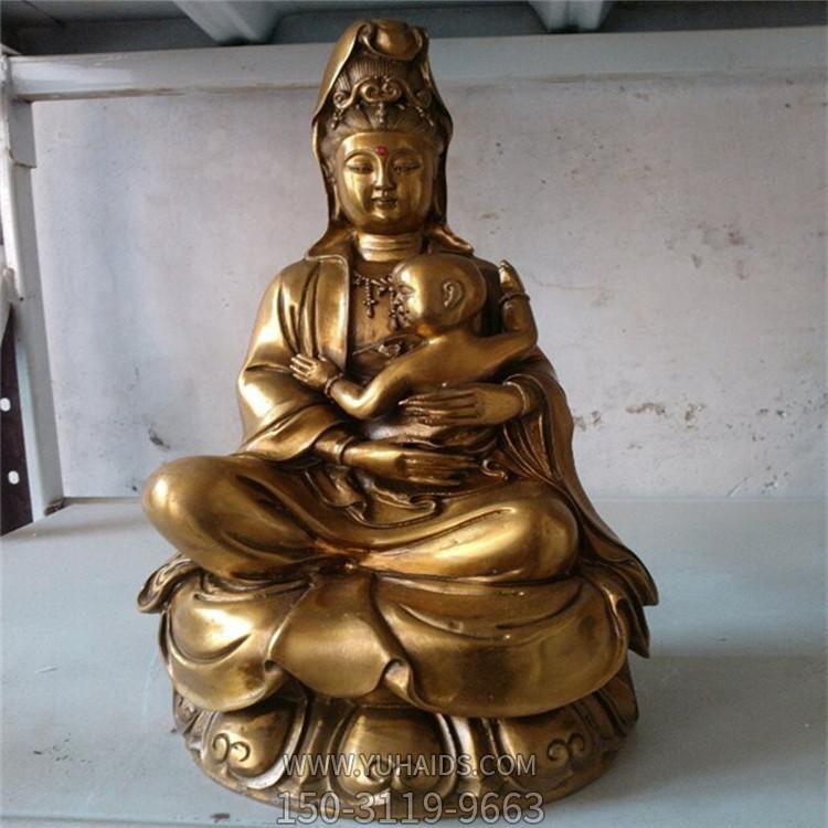 寺廟大型鑄銅噴金烤漆供奉佛像送子觀(guān)音雕塑