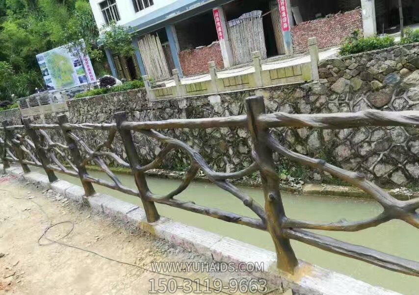 河道景觀(guān)仿木樹(shù)脂防護欄桿雕塑