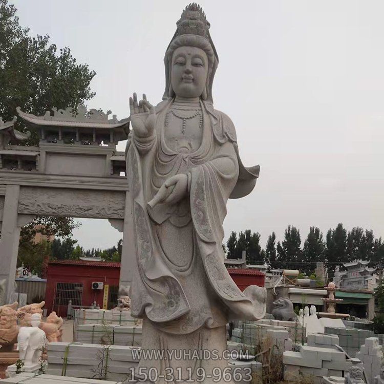 宗教寺廟景區景點(diǎn)大型大理石砂石石雕滴水觀(guān)音雕塑