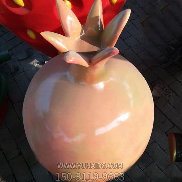 室內創(chuàng )意玻璃鋼粉色石榴雕塑