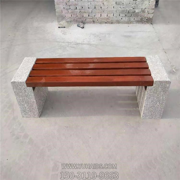 大理石戶(hù)外公園椅實(shí)木座椅園林石凳防腐石頭長(cháng)凳雕塑