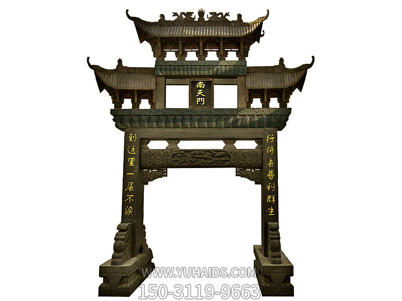 景區仿古建筑斗拱單門(mén)石牌坊雕塑