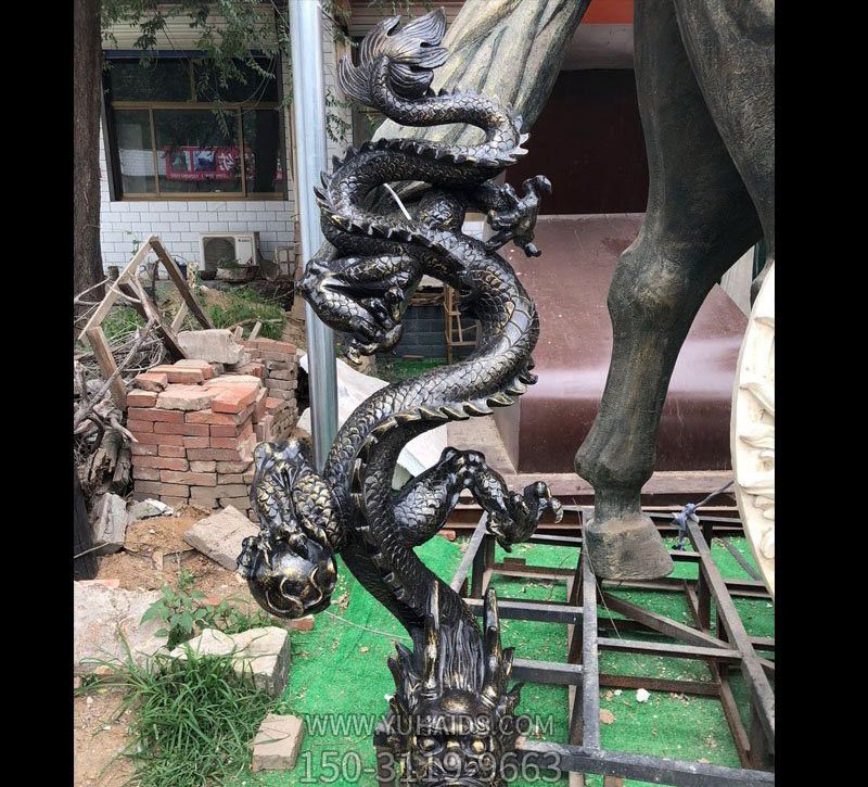戶(hù)外庭院不銹鋼仿真黑龍雕塑