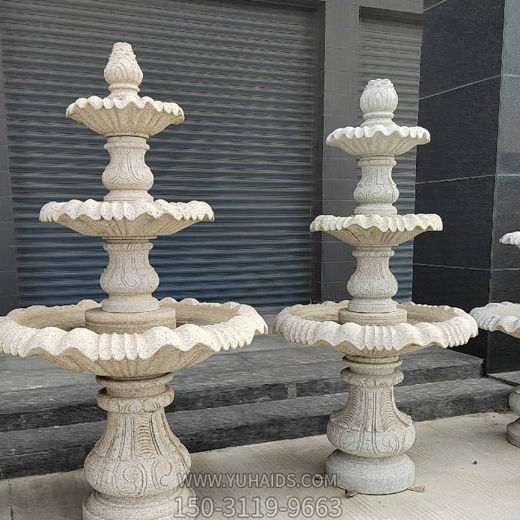 石雕噴泉歐式戶(hù)外庭院花崗巖大型流水噴泉景觀(guān)擺件雕塑