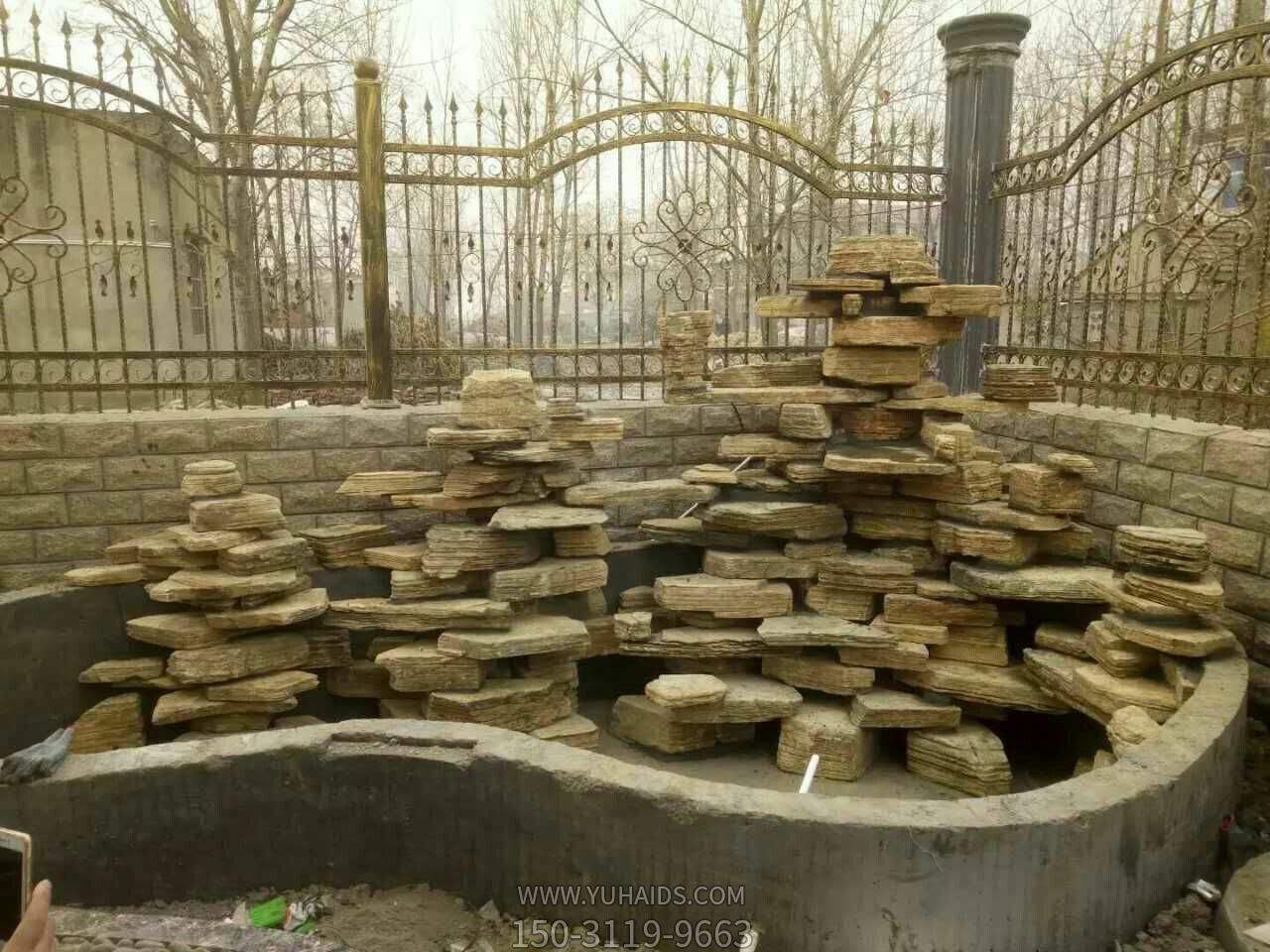 小區庭院設計假山噴泉景觀(guān)雕塑