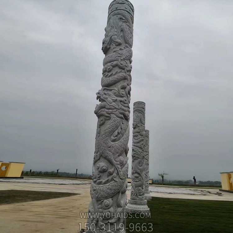 景區廣場(chǎng)石雕龍柱 公園傳統仿古文化柱雕塑
