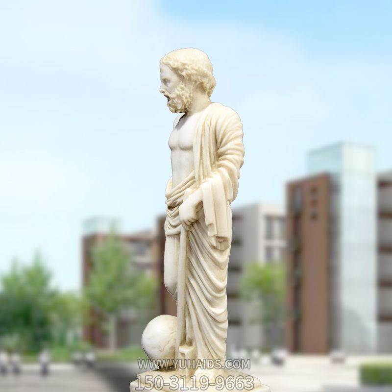 校園漢白玉石雕名人著(zhù)名物理學(xué)家阿基米德雕塑