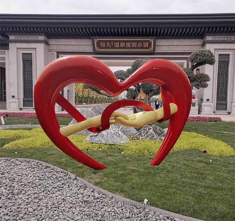 公園抽象創(chuàng )意不銹鋼愛(ài)心雕塑