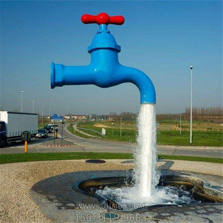 廣場(chǎng)不銹鋼創(chuàng  )意水龍頭流水噴泉雕塑