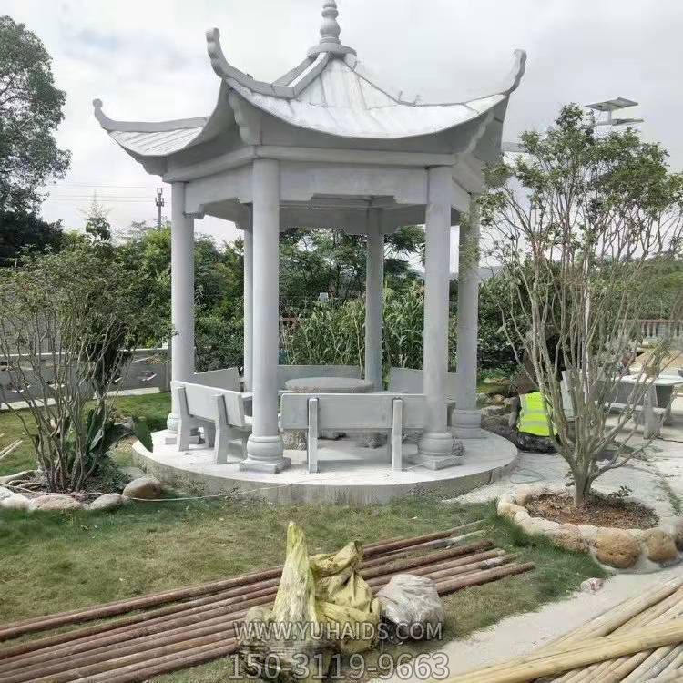 大理石石雕六角涼亭擺件戶(hù)外公園擺件雕塑