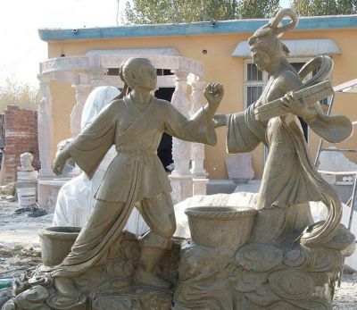 公園景觀(guān)牛郎織女砂巖雕塑