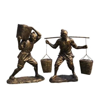 廣場(chǎng)宣傳農耕文化古人挑糧 扛糧人物景觀(guān)小品