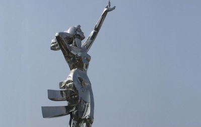 不銹鋼抽象女神公園景觀(guān)女孩雕塑