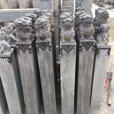 酒店會(huì )所裝飾青石仿古雕刻拴馬柱石雕擺件