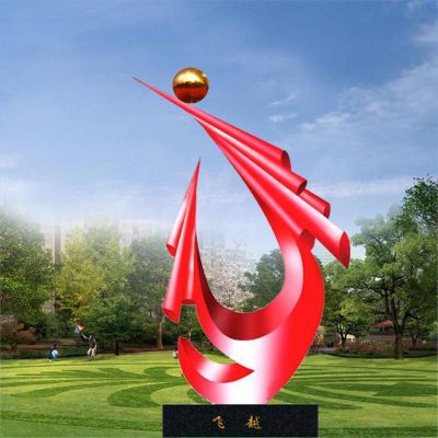 抽象不銹鋼校園景觀(guān)標志飛越