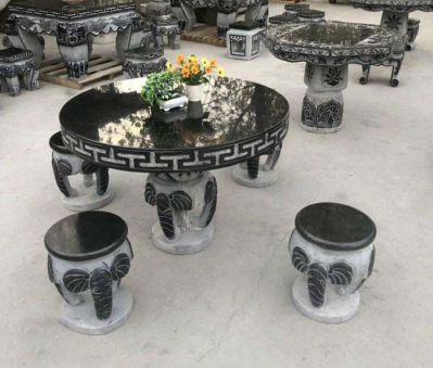 大理石小象仿古公園景觀(guān)石雕桌凳