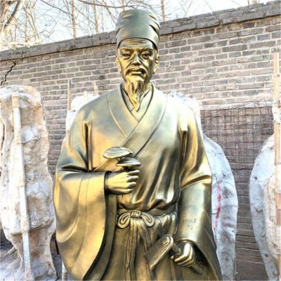 校園廣場(chǎng)玻璃鋼仿銅漆金古代名醫來(lái)設置雕像