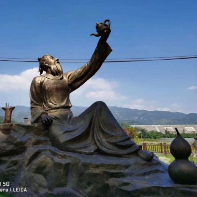 景區廣場(chǎng)玻璃鋼仿銅情景人物雕塑