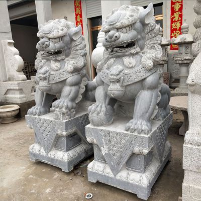 祠堂寺廟創(chuàng  )意青石石雕鎮宅獅子雕塑