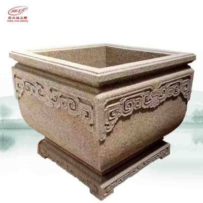 青石石雕戶(hù)外園林景觀(guān)花盆雕塑