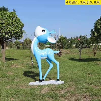 戶(hù)外草坪玻璃鋼創(chuàng  )意卡通小鹿雕塑