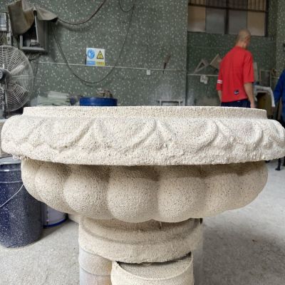 砂石石雕戶(hù)外景區園林花盆雕塑