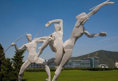 園林廣場(chǎng)不銹鋼投擲標槍運動(dòng)人物雕塑