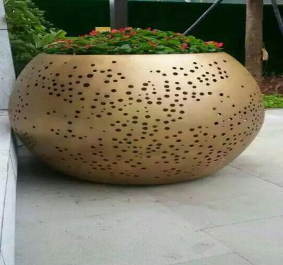 不銹鋼戶(hù)外花盆雕塑
