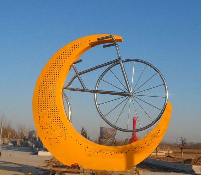 廣場(chǎng)公園不銹鋼自行車(chē)創(chuàng  )意雕塑