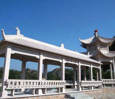 景區海邊擺放仿古長(cháng)廊休閑座椅涼亭