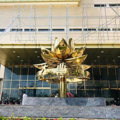 不銹鋼景觀(guān)大型酒店門(mén)口蓮花雕塑