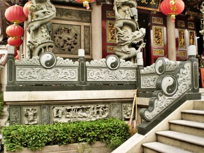 道觀(guān)寺院仿古青石扶手欄桿雕塑