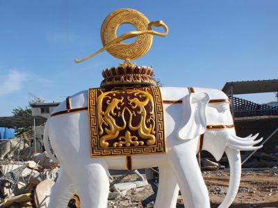 戶(hù)外景區大型仿真動(dòng)物景觀(guān)漢白玉石雕大象雕塑