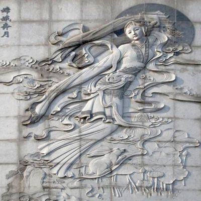別墅園林嫦娥奔月浮雕大理石石刻神話(huà)人物壁畫(huà)