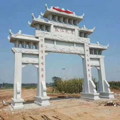 大理石石雕戶(hù)外園林景觀(guān)三門(mén)牌坊