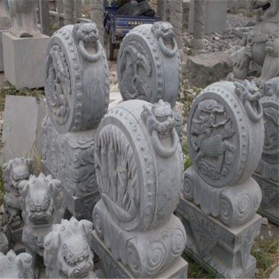 別墅景區建筑門(mén)口漢白玉小象抱鼓石擺件