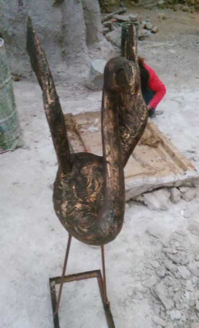 庭院創(chuàng  )意不銹鋼噴漆烤漆工藝天鵝雕塑