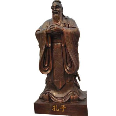 黃銅鑄造校園人物雕塑儒家創(chuàng  )始之祖孔子立式雕象