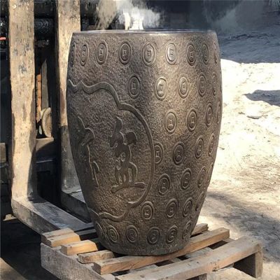 聚寶盆，仿古石雕，招財擺件