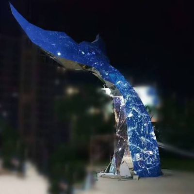 夜晚照明不銹鋼抽象創(chuàng  )意戶(hù)外大型景觀(guān)雕塑