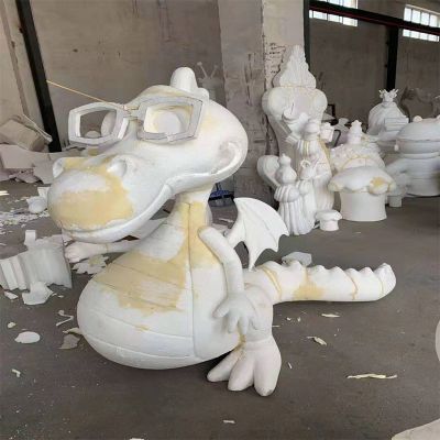 景區創(chuàng  )意抽象大理石石雕恐龍雕塑