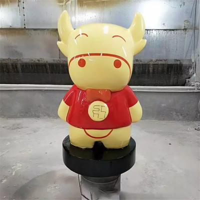 卡通小牛犢，玻璃鋼商場(chǎng)美陳動(dòng)物擺件