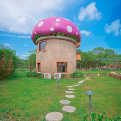 戶(hù)外草坪玻璃鋼仿真蘑菇屋雕塑