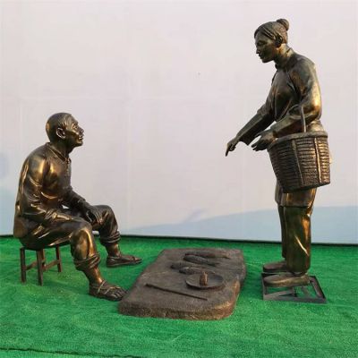 戶(hù)外街道情景買(mǎi)賣(mài)東西的人物景觀(guān)雕塑