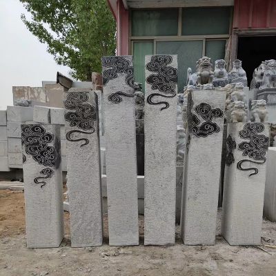 景區廣場(chǎng)花崗巖簡(jiǎn)約祥云浮雕拴馬柱