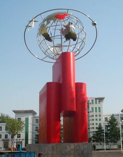 城市創(chuàng  )意不銹鋼鏤空地球儀雕塑